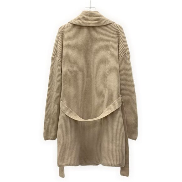 MaxMara Womens Beige Wool Knit Cardigan Sweater W/ Lapel & Waistband Size S - Picture 7 of 7